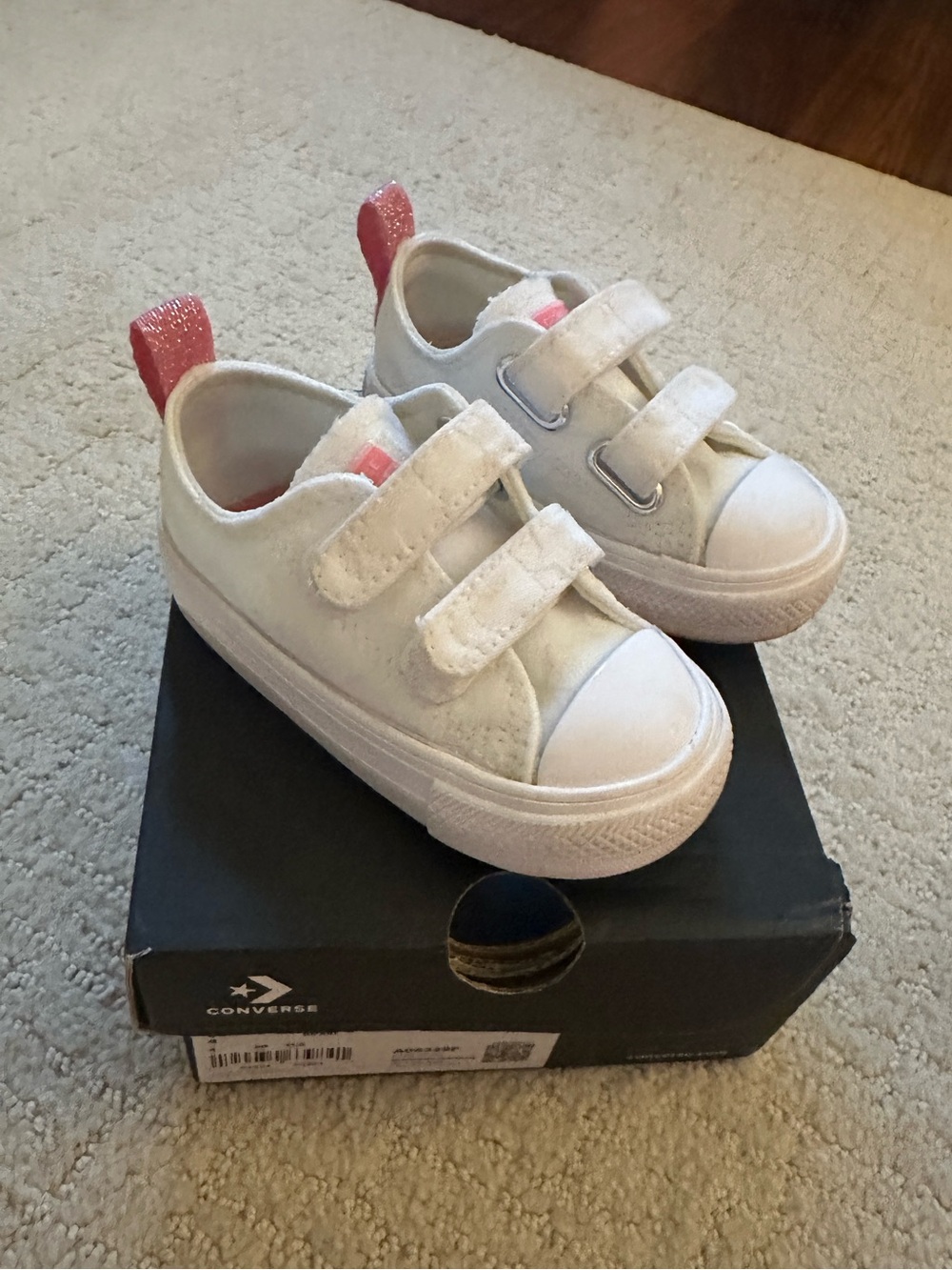 Converse Infant White Canvas Velcro Sneakers